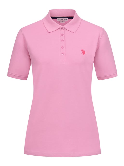 U.S. POLO ASSN. Camiseta polo femenina de manga corta hecha de elastano de algodón - Image 1