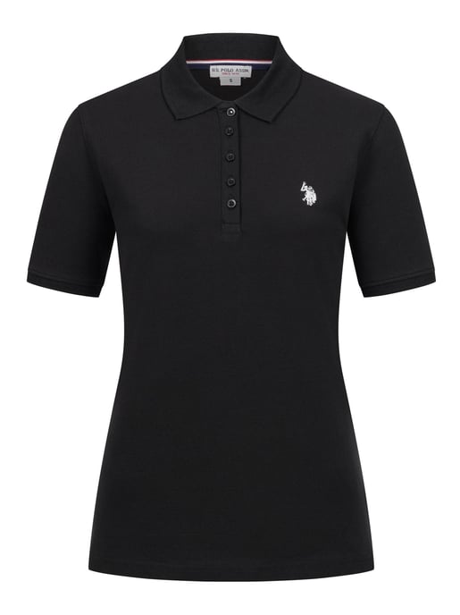 U.S. POLO ASSN. Camiseta polo femenina de manga corta hecha de elastano de algodón - Image 1
