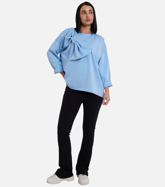Jersey oversize con lazo contrastado en el lateral azul - Image 1