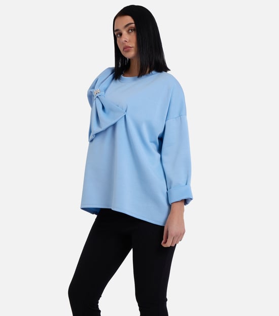 Jersey oversize con lazo contrastado en el lateral azul - Image 3