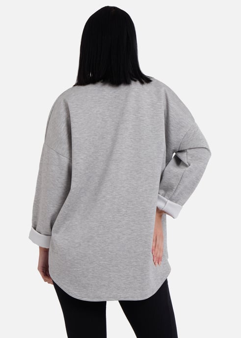Jersey oversize gris con lazo lateral en contraste - Image 4
