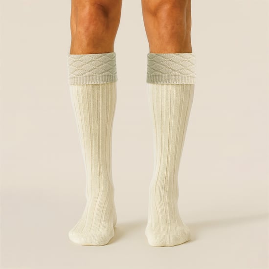 Calcetines de Kilt de Lana Premium para Hombre, Altos hasta la Rodilla, con Diseño de Diamante y Puño Doblado - Image 4