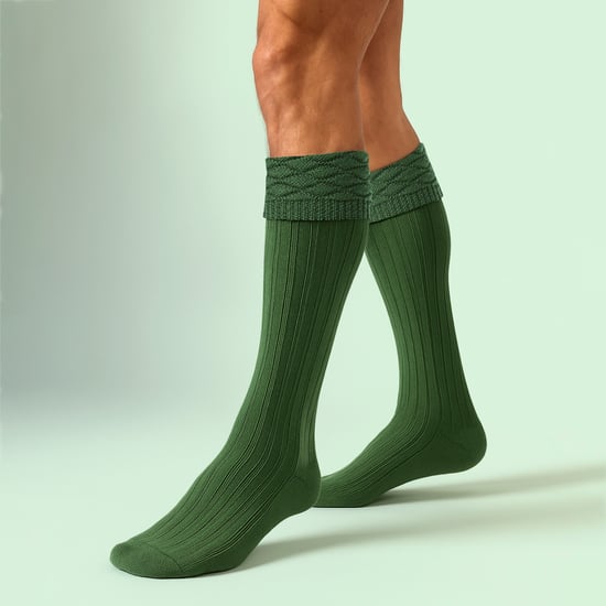 Calcetines de Lana Premium para Hombre hasta la Rodilla con Patrón de Diamantes y Puño Doblado - Image 3