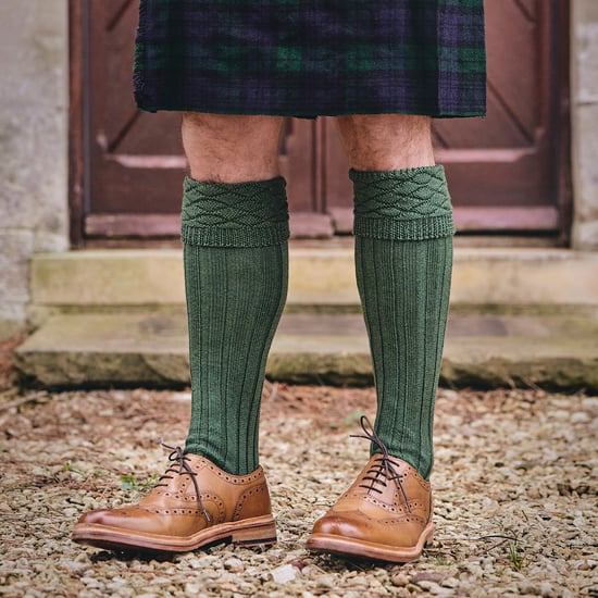 Calcetines de Lana Premium para Hombre hasta la Rodilla con Patrón de Diamantes y Puño Doblado - Image 5