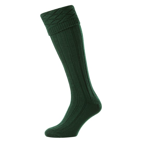 Calcetines de lana premium para hombre hasta la rodilla con patrón de diamantes y vuelta en la parte superior - Image 2