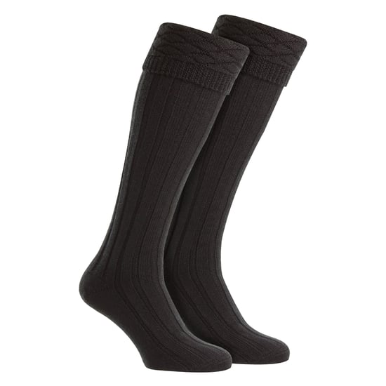 Calcetines de lana premium para hombres, hasta la rodilla, con patrón de diamantes y puño doblado. - Image 1
