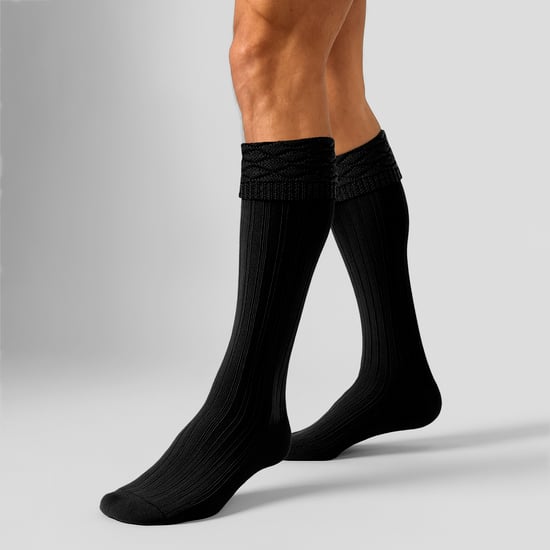 Calcetines de lana premium para hombres, hasta la rodilla, con patrón de diamantes y puño doblado. - Image 3