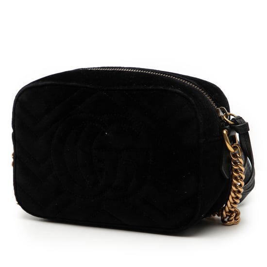Bolso cruzado de terciopelo matelassé con cristales Mini Gg Marmont de segunda mano - Image 2