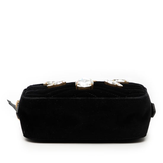 Bolso cruzado de terciopelo matelassé con cristales Mini Gg Marmont de segunda mano - Image 3