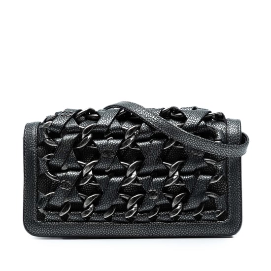 Bolso de mano de cadena entrelazada en caviar metálico Cc de segunda mano con strap - Image 1