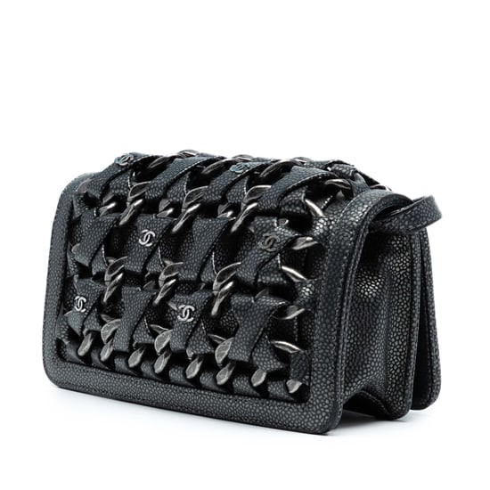 Bolso de mano de cadena entrelazada en caviar metálico Cc de segunda mano con strap - Image 2