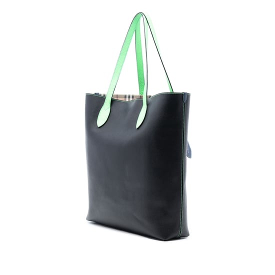 Bolso Tote Reversible de Cuero Texturizado y Lona Recubierta con Check Haymarket de Segunda Mano - Image 2