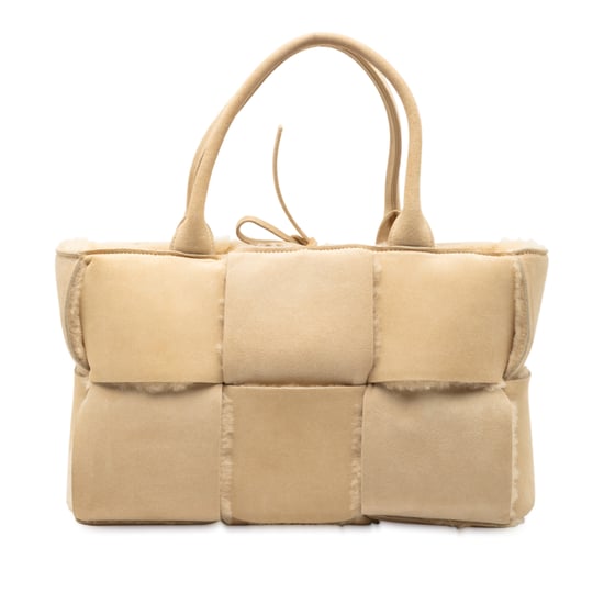 Bolso Tote Arco Maxi Intrecciato de Ante y Shearling Pequeño de Segunda Mano - Image 1