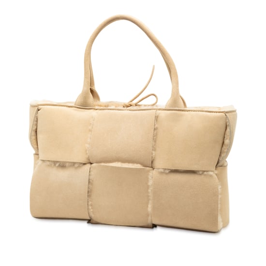 Bolso Tote Arco Maxi Intrecciato de Ante y Shearling Pequeño de Segunda Mano - Image 2