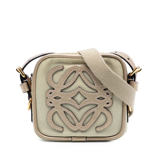 Cartera cruzada de lona mini de segunda mano Anagram - Image 1
