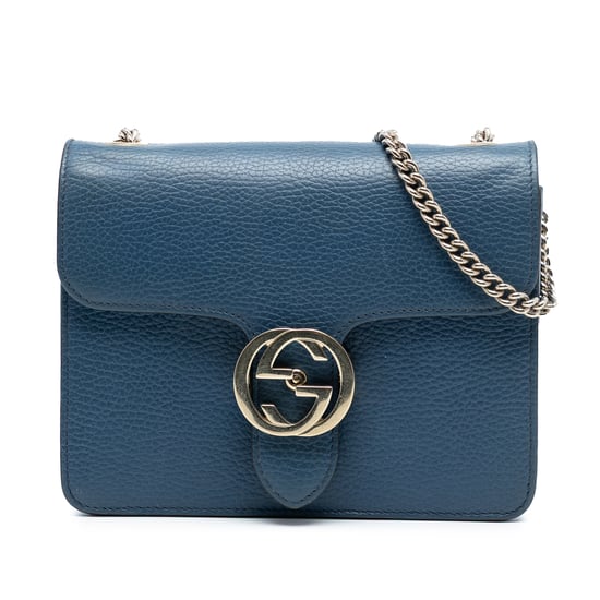 Cartera cruzada de piel de ternera de pequeño dólar de segunda mano con logo intrecciato G - Image 1