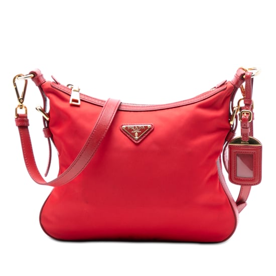 Bolso Cruzado de Tela con Cierre Superior y Detalles en Saffiano de Segunda Mano - Image 1