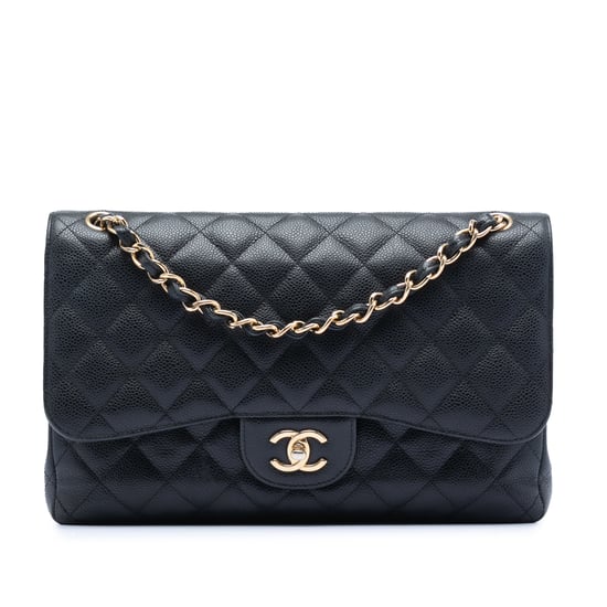 Bolso Jumbo Clásico de Caviar Doble Solapa de Segunda Mano - Image 1