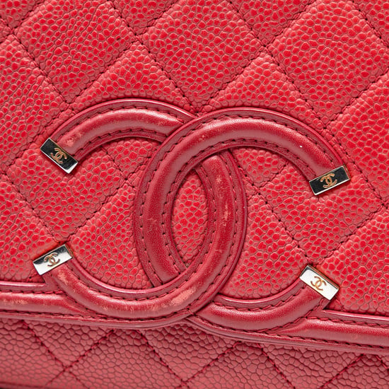 Bolso de segunda mano mediano de caviar acolchado con solapa de filigrana CC - Image 6
