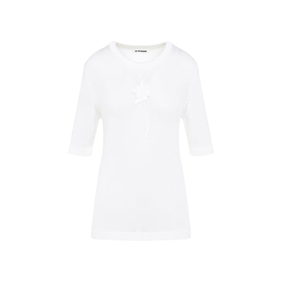 Camiseta de manga corta con flor de crochet - Image 4