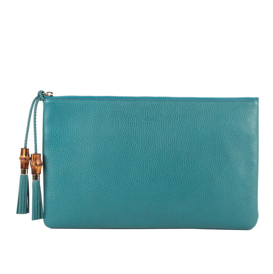 Gucci Bamboo Braided Tassel Zip Clutch en Azul claro Cuero de ternero - Image 1