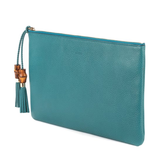 Gucci Bamboo Braided Tassel Zip Clutch en Azul claro Cuero de ternero - Image 2