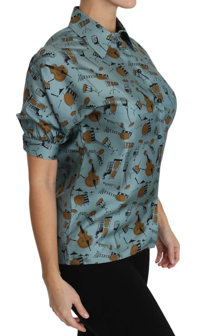 Camisa de seda con estampado de instrumentos musicales - Image 3