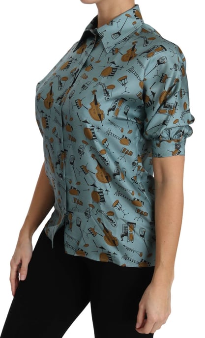 Camisa de seda con estampado de instrumentos musicales - Image 4