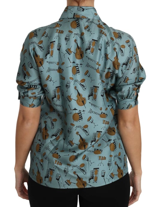 Camisa de seda con estampado de instrumentos musicales - Image 5