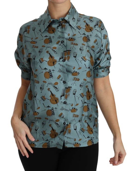 Camisa de seda con estampado de instrumentos musicales - Image 6