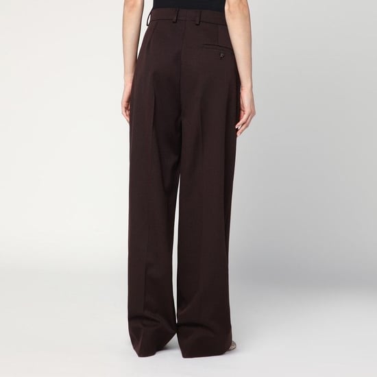 Pantalones de pierna recta en lana ciruela - Image 1