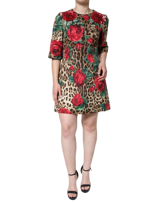 Vestido A-line de estampado de leopardo colorido - Image 1