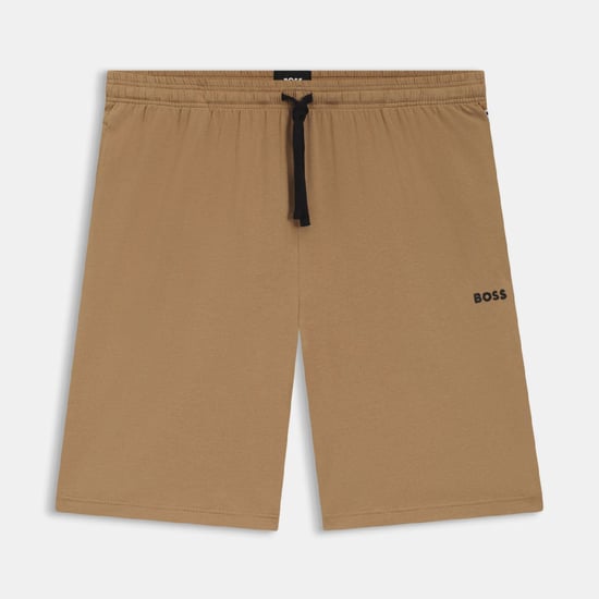Pantalones cortos de salón para hombre Boss Mix&Match de algodón elástico en beige - Image 1