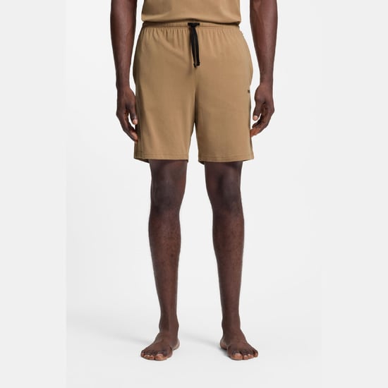 Pantalones cortos de salón para hombre Boss Mix&Match de algodón elástico en beige - Image 2
