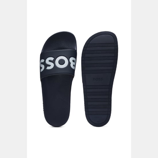 Sandalias para Hombre Boss Aryeh Made in Italy con Detalle de Gran Logo en Azul Oscuro - Image 4