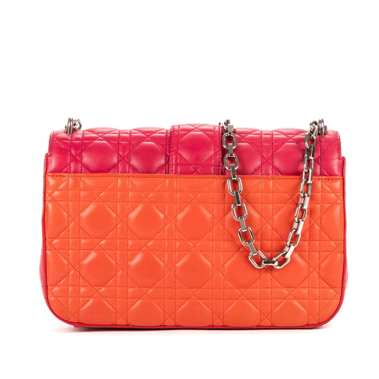 Christian Dior Lady Dior Tricolor Medium en Fuxia/Naranja/Rojo Cuero de ternero - Image 4