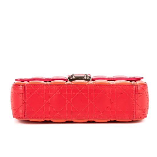 Christian Dior Lady Dior Tricolor Medium en Fuxia/Naranja/Rojo Cuero de ternero - Image 6