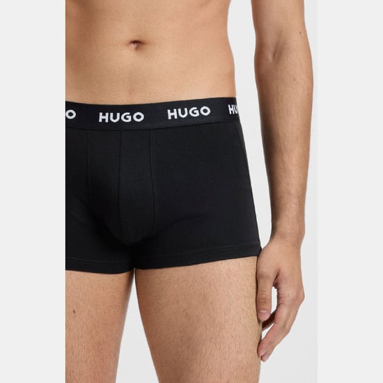 Pack de 3 bóxers con banda elástica de logo Hugo para hombre en negro - Image 3