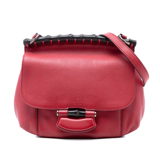 Cartera de cuero mediana de segunda mano con flecos de bambú Nouveau - Image 1