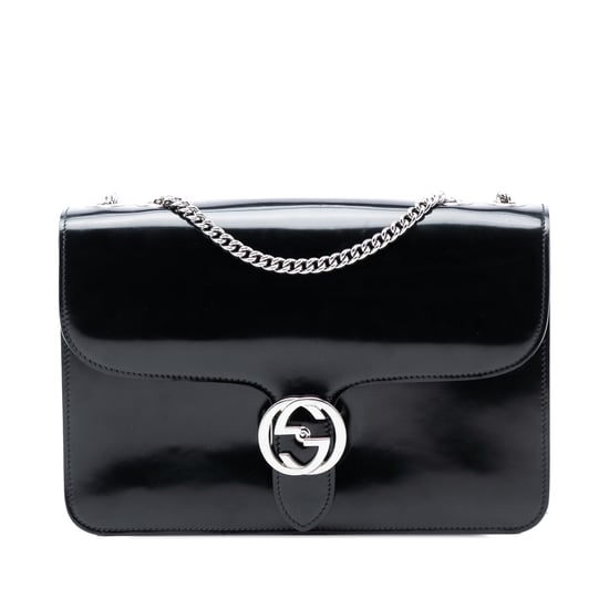 Bolso Cruzado Interlocking G de Cuero de Ternera Pulido de Tamaño Mediano de Segunda Mano - Image 1