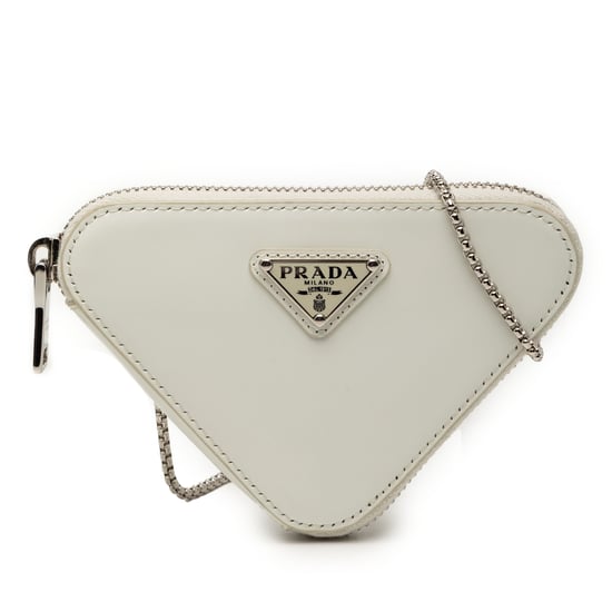 Bolso de cadena triangular de cuero cepillado de segunda mano - Image 1