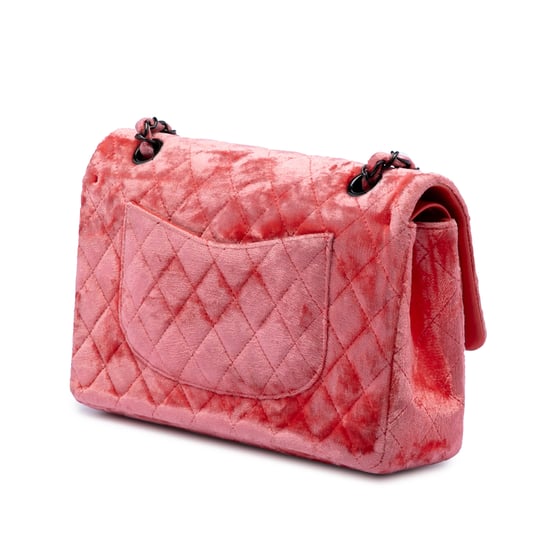Bolso de segunda mano de terciopelo clásico mediano con doble solapa - Image 2