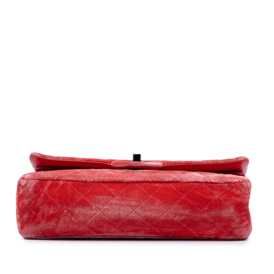Bolso de segunda mano de terciopelo clásico mediano con doble solapa - Image 3