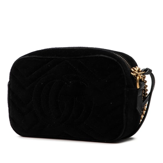 Bolso cruzado de terciopelo matelassé con cristales Mini Gg Marmont de segunda mano - Image 2