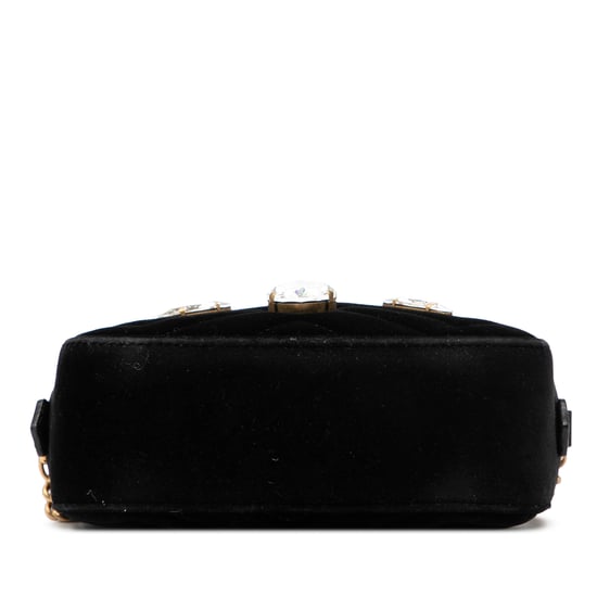 Bolso cruzado de terciopelo matelassé con cristales Mini Gg Marmont de segunda mano - Image 3