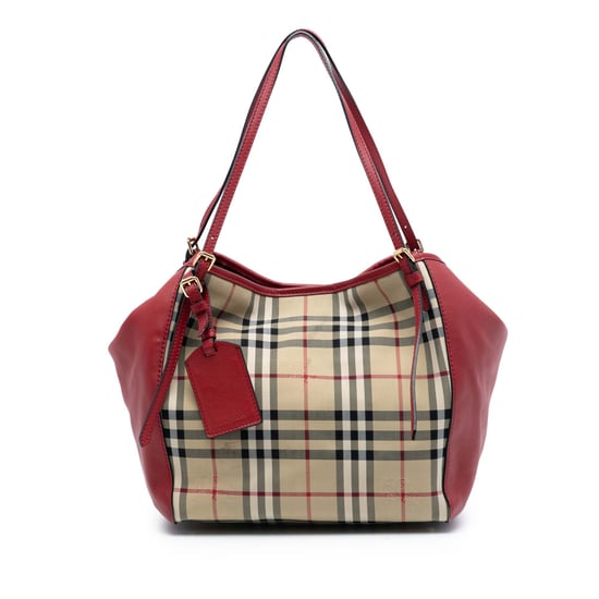 Tote Canterbury de Lona y Cuero con Estampado Haymarket Pequeño de Segunda Mano - Image 1