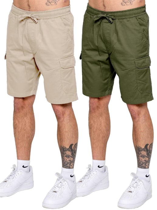 Kruze | Pack de 2 Pantalones Cortos Cargo para Hombre - BLK/LTGREY - Image 1