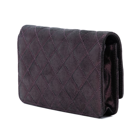 Cartera con cadena de terciopelo acolchado iridiscente de cordero tartán de segunda mano - Image 2