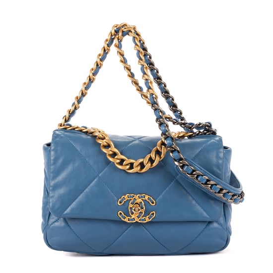 Chanel Classic 19 Flap en Blue Cuero de ternero - Image 1