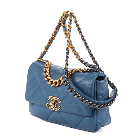 Chanel Classic 19 Flap en Blue Cuero de ternero - Image 2